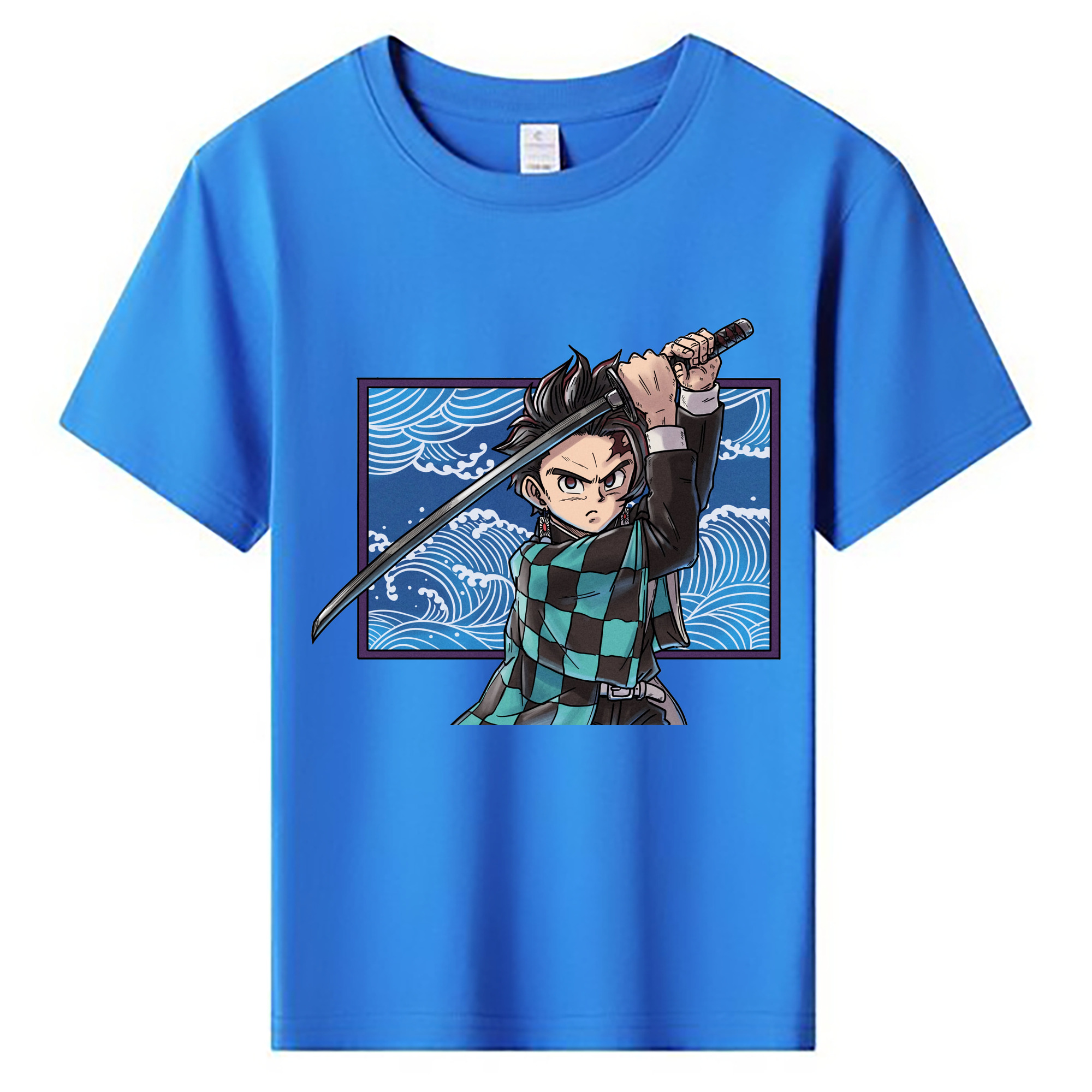 （画像用） 鬼滅の刃 竈門 炭治郎／かまど たんじろう Kamado Tanjirou 綿100％キッズTシャツ（フロントプリント）